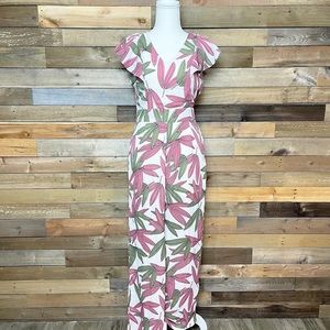 Listicle Pink and Green Print Jumpsuit - MEDIUM